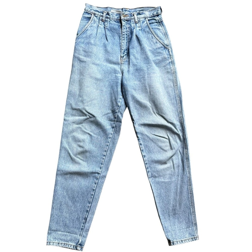 Vintage Bill Blass 80's Distressed High Waist Mom Pleated Jeans Size 10